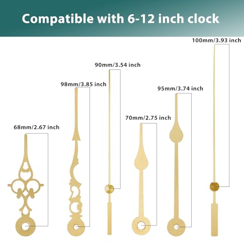 WinTaim 32mm Long Shaft Silent Clock Mechanism with 1-Inch Thread & Gold Hands for DIY Projects