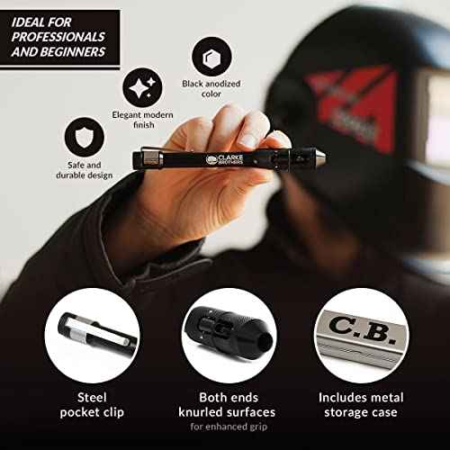 Clarke Brothers Tig Welding Pen Holder ? Welder Feeder with Metal Case for Storage ? Enhanced Comfortable Grip Tig Finger ? Practical Pocket Clip ? Professional Welding Results