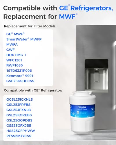 Waterdrop WD-F13 Refrigerator Water Filter Replacement 3 Pack for GE & Compatible Models