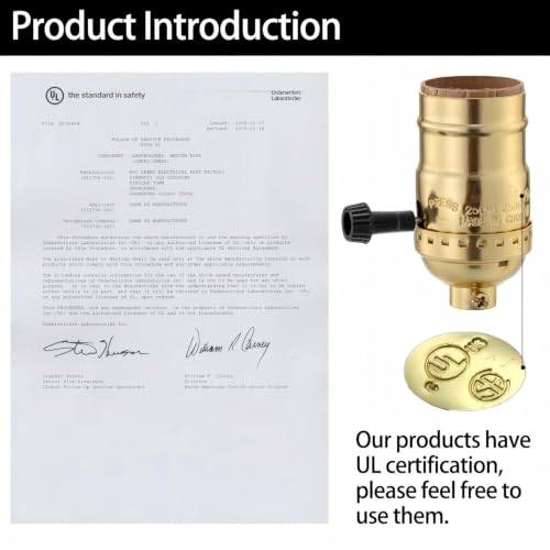 L&M 1 Way E26 Gold Lamp Socket Replacement with Turn Knob Switch