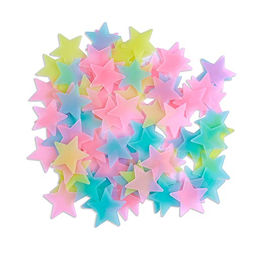 AM AMAONM 100pcs Glow in The Dark Luminous Plastic Stars for Wall & Ceiling, Multicolor, Variation 1