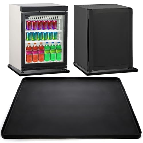 Fasmov Mini Fridge Mat with Raised Edges 24x24x0.8 in – Silicone Floor Protector for Spills