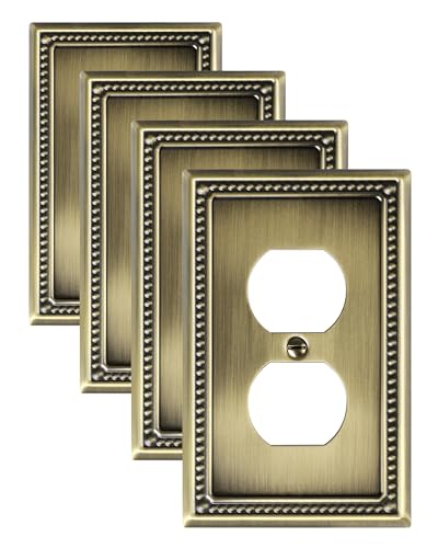 Single 4-Pack Antique Brass Duplex Switch Plates & Outlet Covers - Treewell