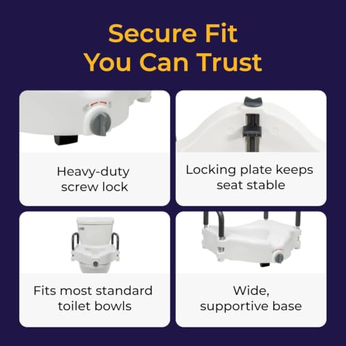 Drive Medical Standard 2-in-1 Raised Toilet Seat with Removable Padded Arms