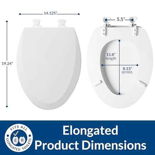 Bemis 1500EC 390 Lift-Off Wood Elongated Toilet Seat, Cotton White (Pack of 1)