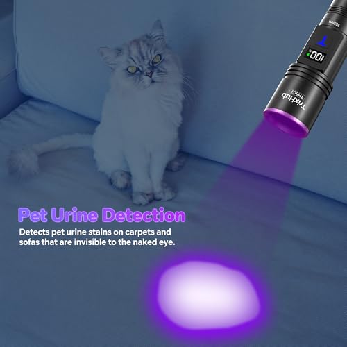 TrixHub 365nm Rechargeable UV Black Light Flashlight 30W with LCD Display – 1 Pack