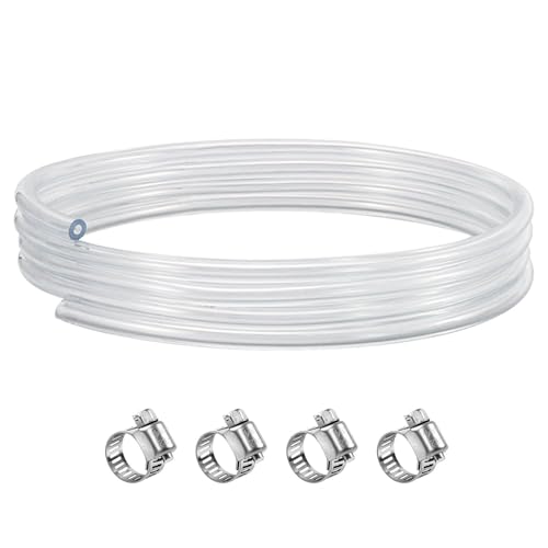10ft Clear Beer Line Tubing 3/16 ID Keg Line - Food-Grade Beer Hose with Clamps
