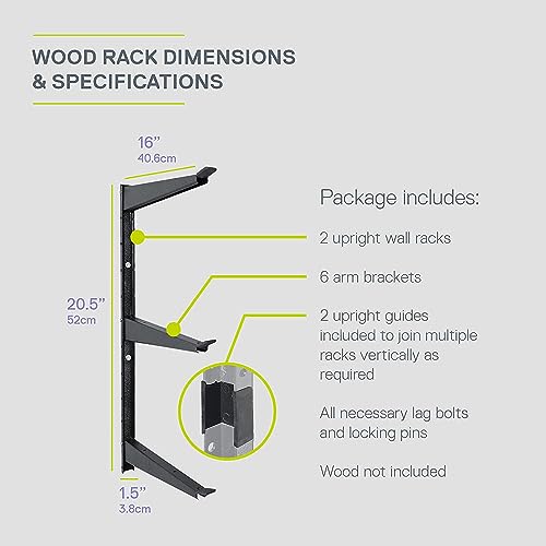 Heavy Duty Wood and Lumber Storage Rack by Delta Cycle, Holds Up to 480 lbs - Easy to Install Mounted Rack with Steel Construction for Indoor & Outdoor Storage Solution for Garage, Basement & Pantry