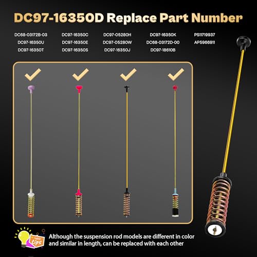 Vypart DC97-16350D Washer Suspension Rods for Samsung WA50T5300AC/WA50R5400AV (Black)