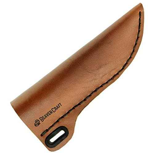 BeaverCraft Knife Leather Sheath SH1 6" x 2.4" - Genuine Leather Case for Fixed Blade Knives - Brown Knife Sheath - Knives Holster Fits up to 3.5"