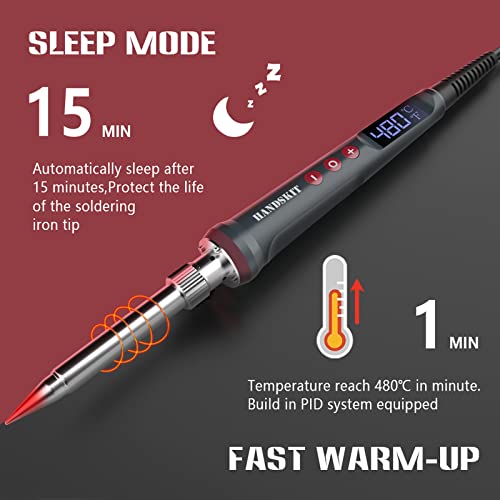 Solder Iron, 200W 110V Soldering Iron Digital Soldering Kit for Soldering, 6-in-1 Solder Iron Kit Welding Tool, Adjustable Temperature from 180 to 480¡É, 3 solder tips, Solder wire, Solder Iron Stand