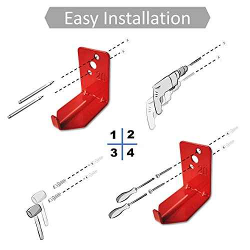 QMARK 4 Pack of Fire Extinguisher Bracket, Wall Mount Hook, Fire Extinguisher Mount up to 20 lbs, Hanger for Universal Extinguishers (Hook, 20 LB)