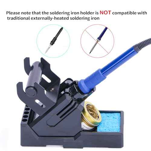YIHUA X-2 Evolution Advanced Heat-Resistant Soldering Iron Holder & Storage System with Solder Spool Holder, Brass Wool Tip Cleaner, Cleaning Sponge, Protective Edge, 5 Integrated Tip Storage Slots