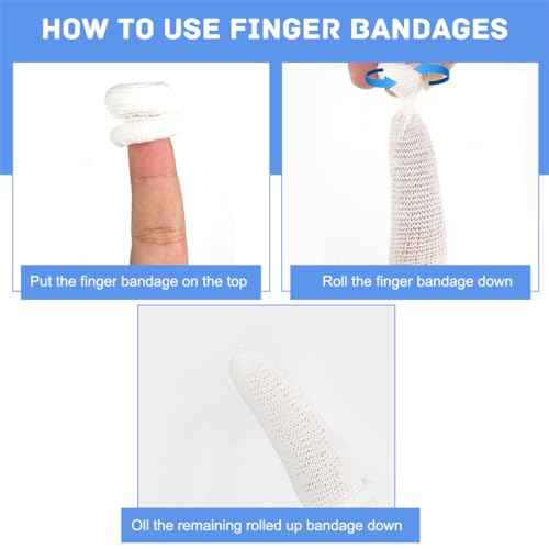 Finger Bandages 30pcs Bobs Thumb Bandage Finger Bandage Tubular White Cotton Finger Cots Finger Stall for Work Kitchen Finger Protection