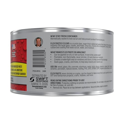 Flex Paste Rubberized Waterproof Sealant Paste - Clear, Half-Quart