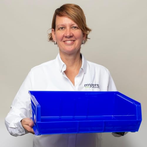 AkroBins 30255 Stackable Storage Bins 11x16x5 in Black - 6 Pack, Hanging/Stacking