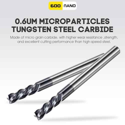 1/8" Micrograin Carbide Square End Mill Set, 4 Flute HRC 45 Deg AlTiN Coating End Mill Bits Set for Milling Alloy Steels, Hardened Steel,CNC Router Bits for DIYers & Professionals