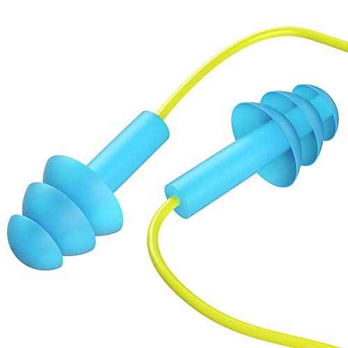 Bememo 6 Pairs Reusable Corded Earplugs Noise Reduction Silicone Ear Plugs with Case Waterproof Earplugs Sound Blocking Hearing Protection for Shooting Sleeping Snoring Swimming Study Sports