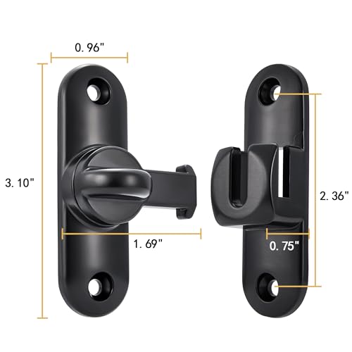 INIRET Black Barn Door Lock 90/180 Degree Flip Gate Latch - Variation 1