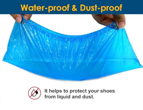 OGUNUOKI Disposable Plastic CPE Shoe Covers Non-Slip Waterproof 50 Pairs