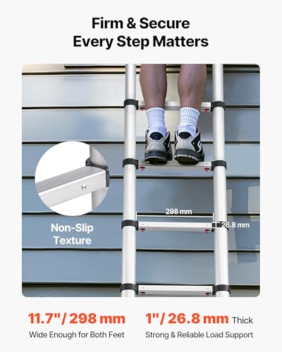 VEVOR 12.5ft Telescoping Aluminum Ladder - Lightweight Multi-Purpose Extension, Heavy Duty 330LBS Capacity