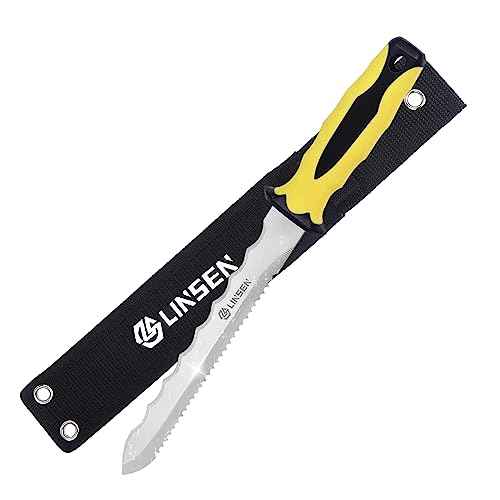 Stainless Steel Garden Knife with 11" Blade with New Handle, Double Side Utility Sod Cutter Lawn Repair Garden Knife with Nylon Sheath (YELLOW)
