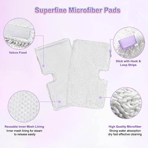 GFRED 6-Pack White Microfiber Steam Mop Replacement Pads for Shark S3500-S3901 Series (12.6 x 7 in) – Reusable Floor Cleaning Pads