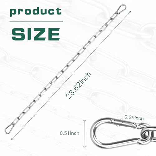 HAVANSIDY 2 Pack 24-Inch Stainless Steel Gate Chain Lock with Double Carabiners for Fence & Gate Security