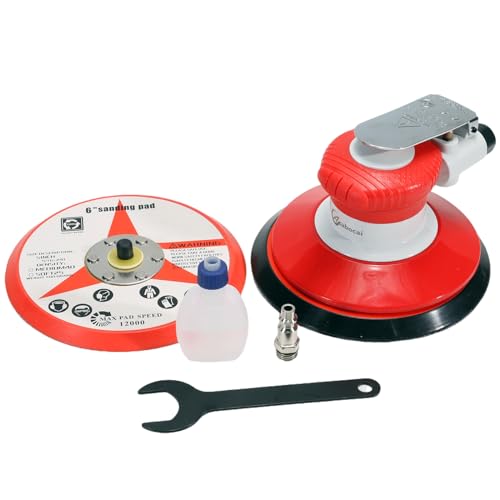 Asabocai 6-Inch Air Random Orbital Sander Dual-Action Pneumatic Palm Sander for Wood Metal Auto Body Work
