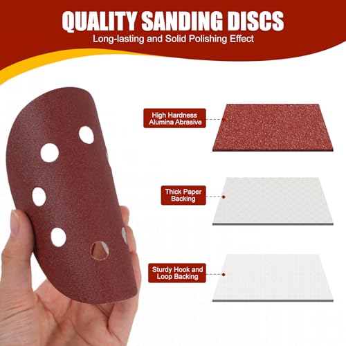 YNZDRWA 70 pcs 5 Inch 8-Hole Sanding Discs Set with 9 Grits - Long-lasting Orbital Sander Pads