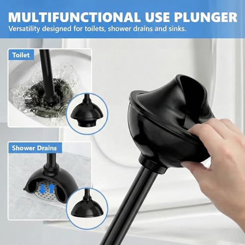 Heavy Duty Toilet Plunger with Holder for 5.3-Inch Drain, Style 1 - Bathroom Clog Remover