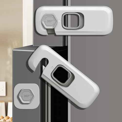 Child Proof Refrigerator Lock,4 Sets Fridge Locks for Kids with 3M Adhesive Backing, Fridge lock for Refrigerators,Oven Lock,Drawers,Wardrobes and Freezers,Child Safety Cabinet Locks Baby Proofing