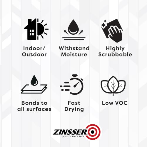 Zinsser PERMA-WHITE Mold & Mildew-Proof Interior Paint Quart Eggshell White - Self-Priming, Washable Finish, 5-Year Mold Resistance