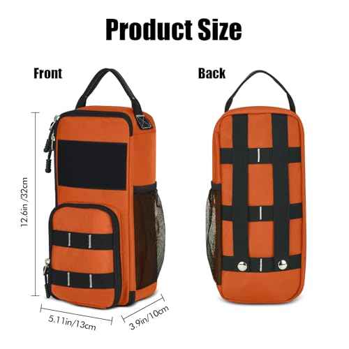 LAKE OF FIRE 12" Small Tool Bag Pouch for Men with Multiple Pockets, Waterproof Heavy Duty Tool Bag Organizer with Zipper and Portable Handle (Orange)
