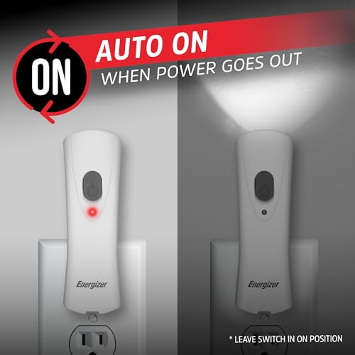 Energizer Auto-On Rechargeable LED Emergency Flashlights 3-Pack White for Power Outages