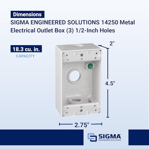 Sigma Engineered Solutions Weatherproof 1/2-Inch 3-Hole 1-Gang Electrical Box, Gray - No Size