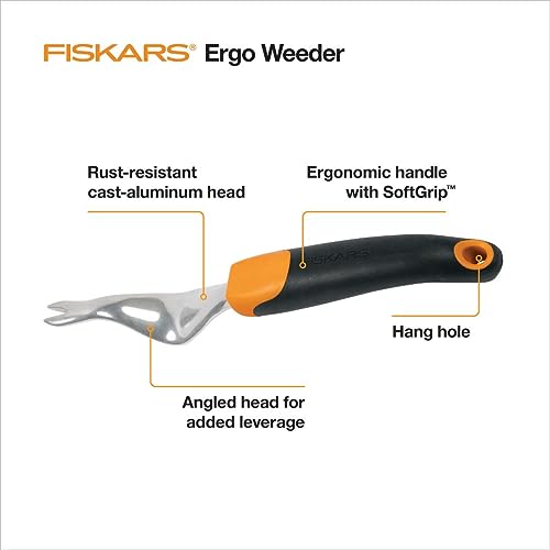 Fiskars Ergo Garden Hand Weeder Tool - Heavy Duty Weeder / Weeder