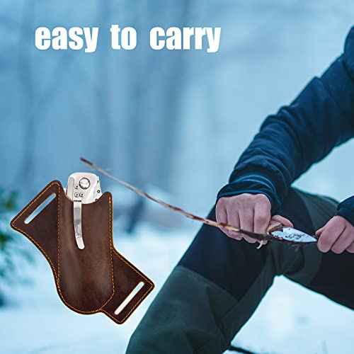 Knife Sheath,Belt Buckle Knife Sheath,Leather Knife Sheaths for Belt,Pocket Knife Folding EDC Belt Knife Holster,Open Top Knife Belt Leather Sheath for 5 inch Folding Knife.Gift for Men.
