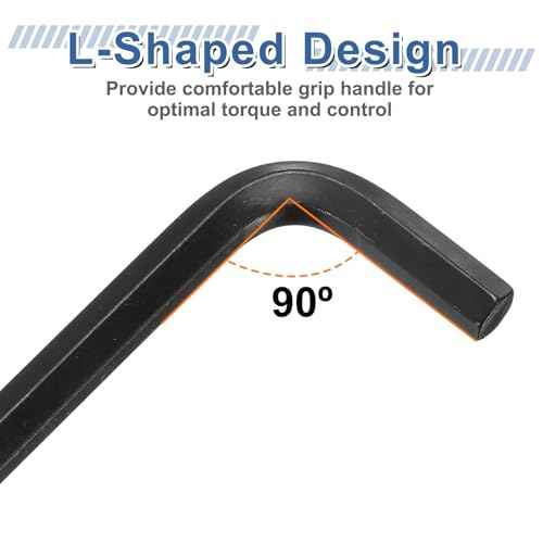 HARFINGTON Hex Key Wrench 7/16" 45# Carbon Steel L-Shape Hexagon SAE Wrenches Repairing Tool for Home DIY Bike Motorcycle Repair, Black