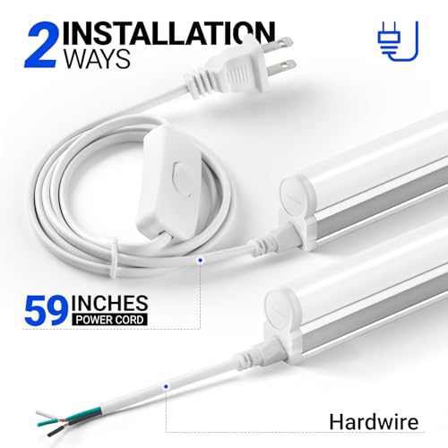 Barrina 4FT LED T5 Shop Light Fixture, 6500K Super Bright White, 6 Pack