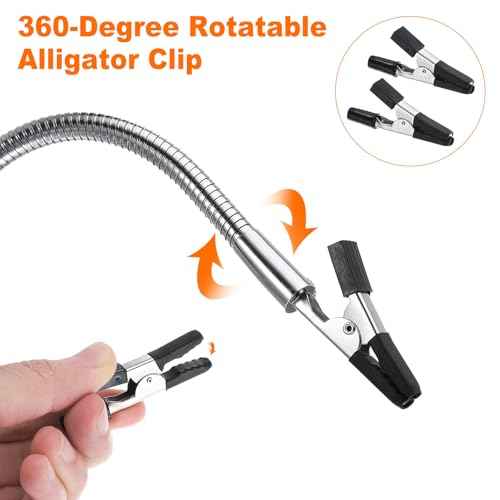 HARFINGTON Soldering Helping Hands, Third Hand Solder Tool Clamp Stand with Flexible Arms 4 Rotatable Alligator Clip for PCB Electronics Repair Assembly Hobby Welding, Silver 10"