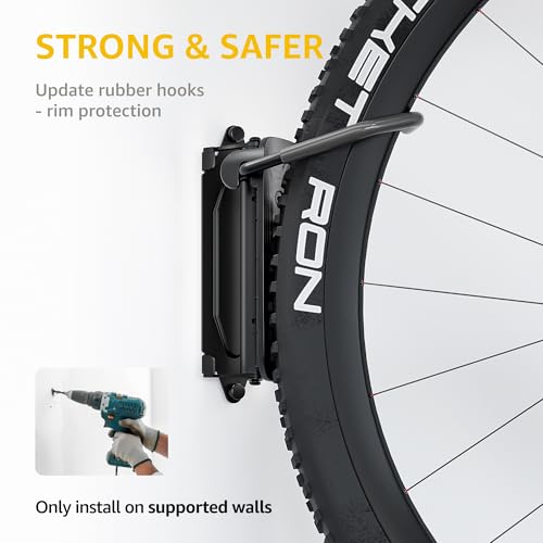monTEK 4 Pack Swivel Vertical Bike Wall Mount Rack Garage Storage Grey