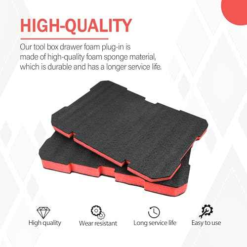 Foam Inserts Fits Milwau-kee Packout 48-22-8424 Drawer foam tool box inserts 2 pcs Black/Red