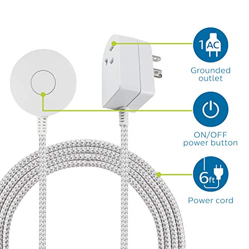 Philips 6 Ft Grounded On/Off Switch with Braided Cord - Tabletop, Wall Mountable