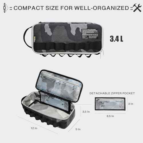 Rough Enough Small Tool Bag Pouch Organizer Box for Motorcycle Road Bike Electricians Camping with Handle and Tactical Molle 12 Inch in Black Camo Cordura