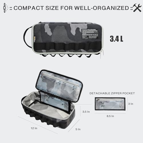 Rough Enough Small Tool Bag Pouch Organizer Box for Motorcycle Road Bike Electricians Camping with Handle and Tactical Molle 12 Inch in Black Camo Cordura