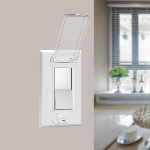 LRANFOW 2-Pack Clear Rocker Light Switch Cover Guard, Child & Pet Proof