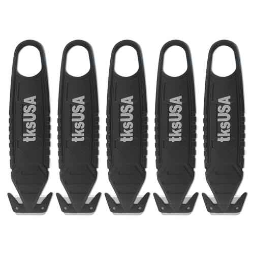 Safety Box Cutter. tksUSA here, your Cutter Stainless, Steel Package Opener. Pack Safety Knife Package Box Opener with Ergonomic Film Cutting Blade for Box, Carton, Shrink Wrap, Plastic Straps