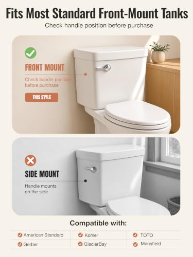 YULARA Silver Front Mount Toilet Flush Handle Replacement Kit for American Standard & Mansfield