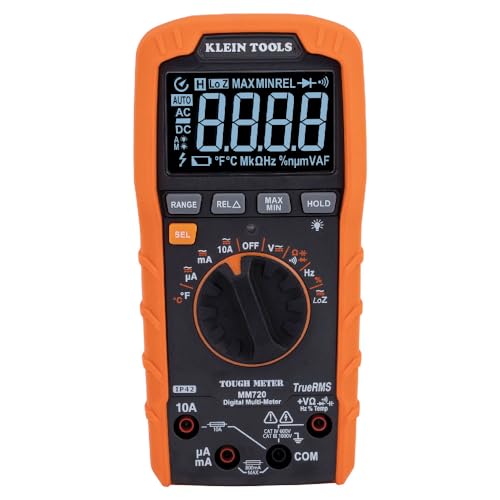 Klein Tools MM720 Digital Multimeter, Auto-Ranging TRMS, Low Impedance (LoZ), 1000V AC/DC Voltage, 10A AC/DC Current, 60 MOhms Resistance